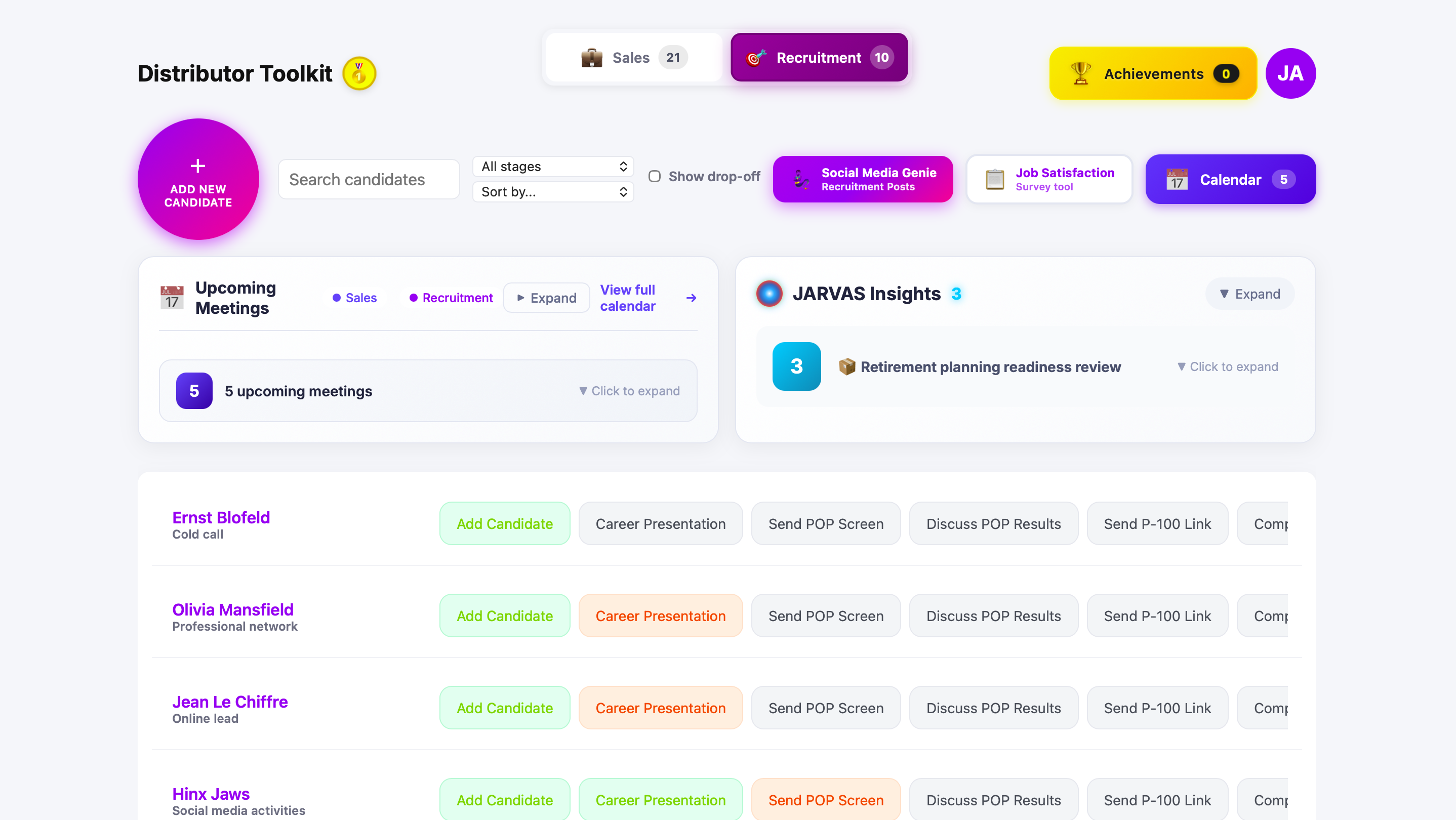 Sales & Recruitment Pipeline — Full visibility into field recruitment — for the first time — view 4
